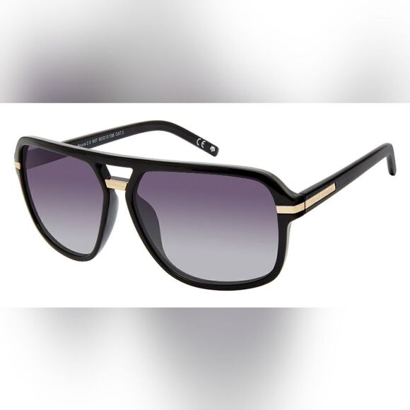 Like-New The Bruce 2.0 Black Sunglasses with Gold Accents - Picture 2 of 8